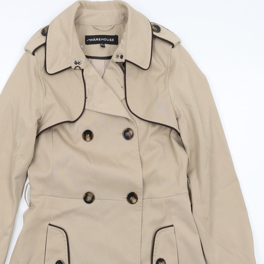 Warehouse Womens Beige Trench Coat Coat Size 6 Button