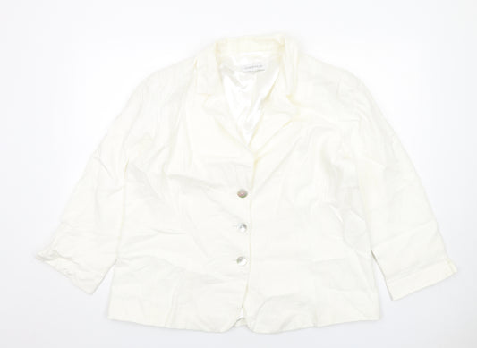 Windsmoor Womens White Linen Jacket Suit Jacket Size 18