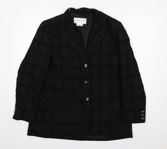 Jaeger Womens Black Jacket Blazer Size 16 Button