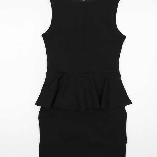 Nikka Womens Black Polyester Shift Size 10 Square Neck Zip