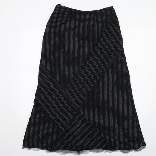 Per Una Womens Black Geometric Viscose A-Line Skirt Size 10 Zip