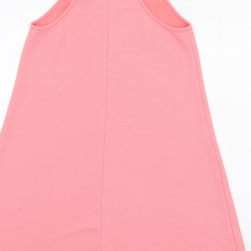 New Look Womens Pink Polyester Slip Dress Size 8 Round Neck Pullover