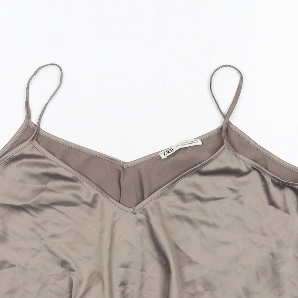 Zara Womens Brown Polyester Camisole Tank Size S V-Neck