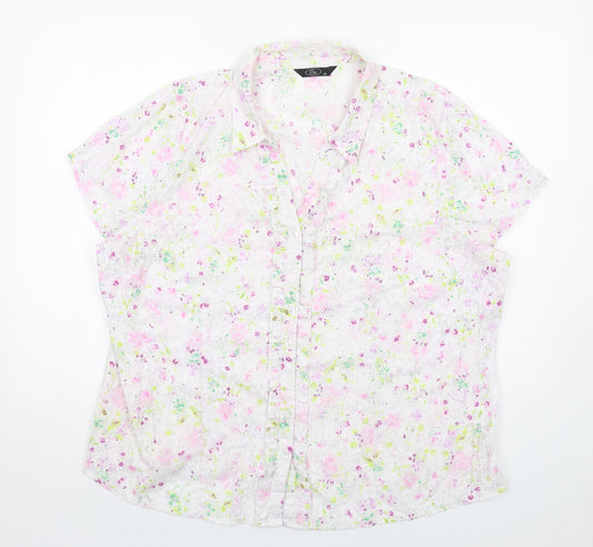 Bonmarché Womens Multicoloured Floral Polyester Basic Button-Up Size 24 Collared