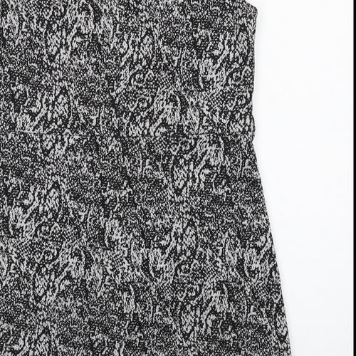 NEXT Womens Black Animal Print Polyester Shift Size 12 Round Neck Button - Snakeskin pattern