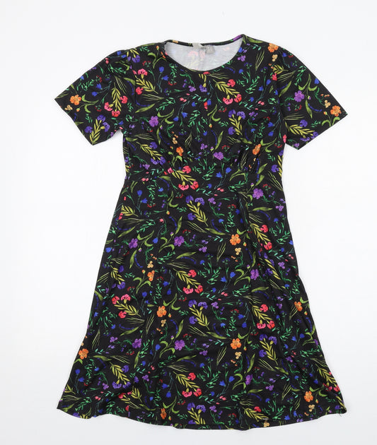 ASOS Womens Multicoloured Floral Polyester T-Shirt Dress Size 8 Round Neck Pullover