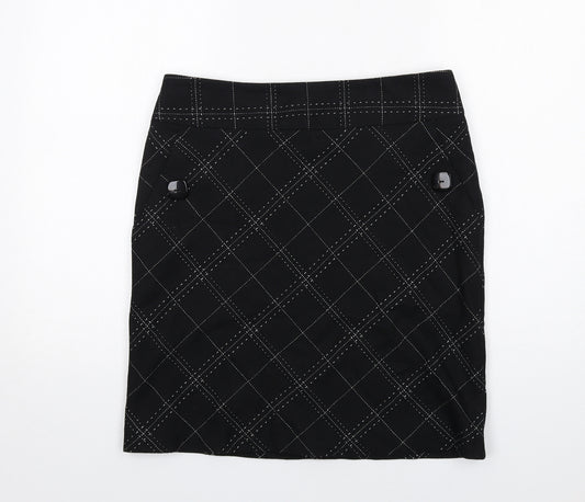 Marks and Spencer Womens Black Geometric Polyester Bandage Skirt Size 12 Zip