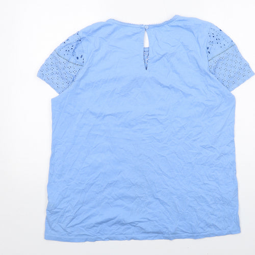 NEXT Womens Blue Cotton Basic T-Shirt Size 18 Round Neck