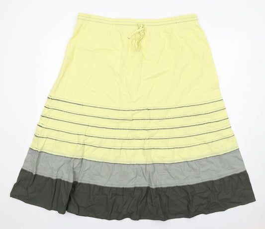 Bonmarché Womens Yellow Cotton A-Line Skirt Size 20 Drawstring
