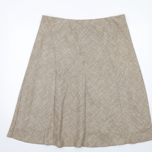 Marks and Spencer Womens Beige Geometric Polyester A-Line Skirt Size 20