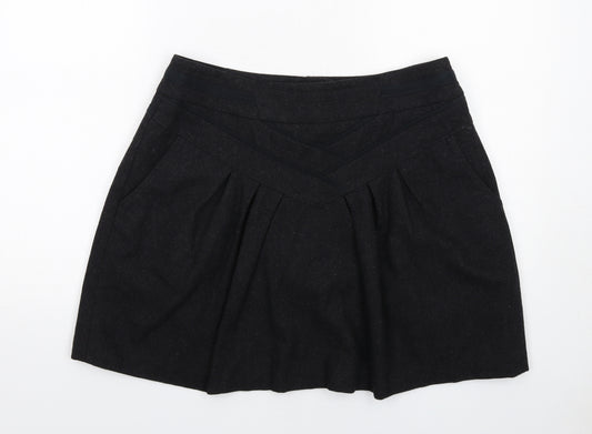 NEXT Womens Grey Wool Mini Skirt Size 14 Zip