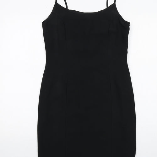 Principles Womens Black Polyester Slip Dress Size 12 Round Neck Zip