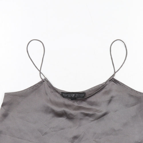 Topshop Womens Grey Polyester Camisole Tank Size 6 V-Neck