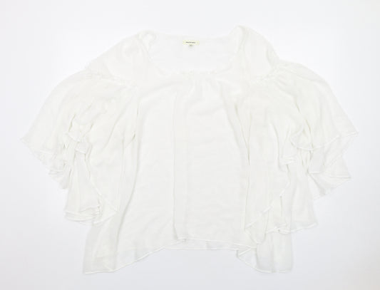 Max Studio Womens White Polyester Basic Blouse Size XL Round Neck