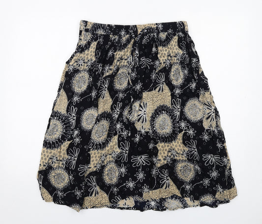 Saloos Womens Multicoloured Geometric Viscose Swing Skirt Size M Drawstring