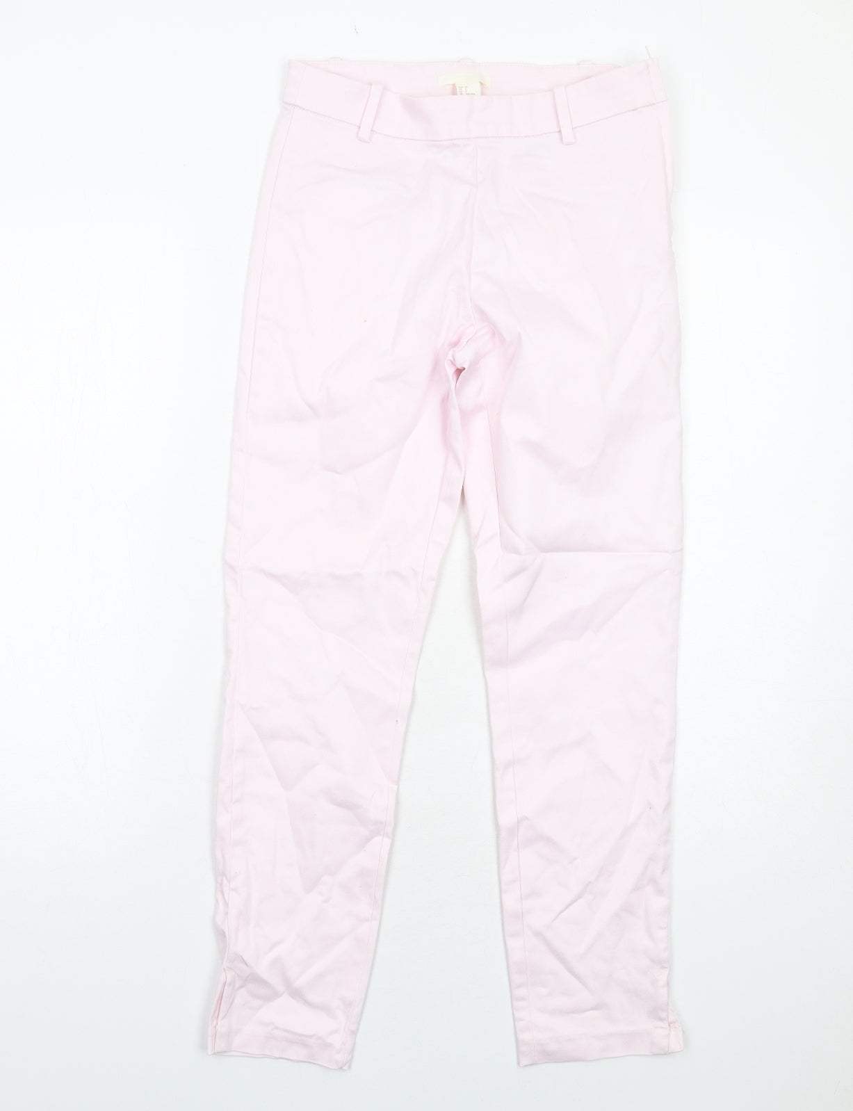 H&M Womens Pink Cotton Chino Trousers Size 8 Regular Zip