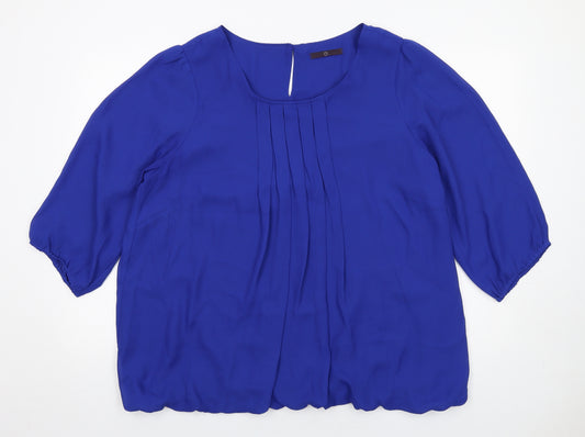 Evans Womens Blue Polyester Basic Blouse Size 22 Round Neck