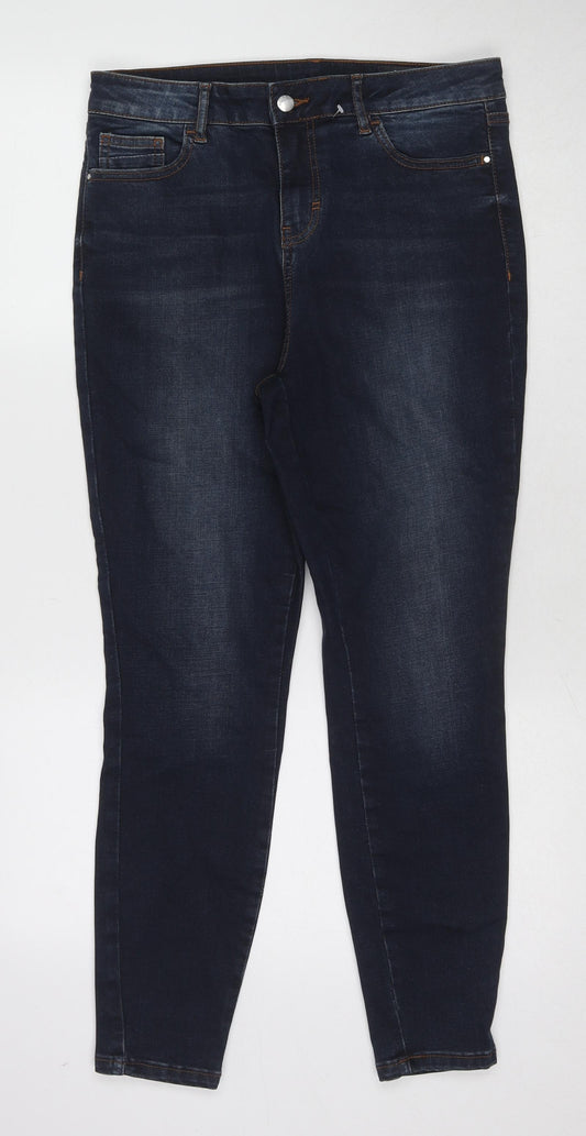 TU Womens Blue Cotton Skinny Jeans Size 14 Slim Zip