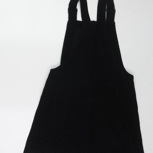 Cooperative Womens Black Cotton Pinafore/Dungaree Dress Size XS Square Neck Button