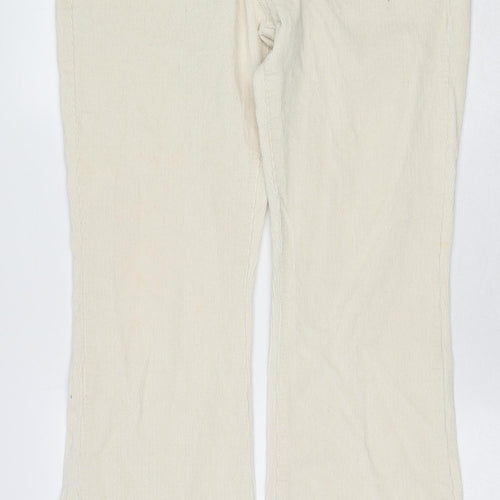 Marks and Spencer Womens Ivory Cotton Trousers Size 14 Regular Zip