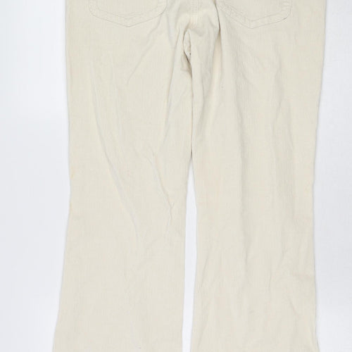 Marks and Spencer Womens Ivory Cotton Trousers Size 14 Regular Zip