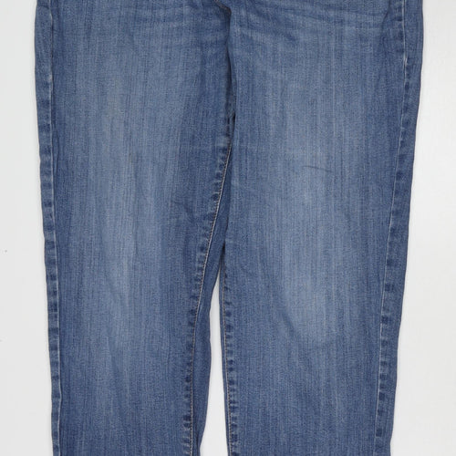 TU Womens Blue Cotton Straight Jeans Size 14 Regular Zip