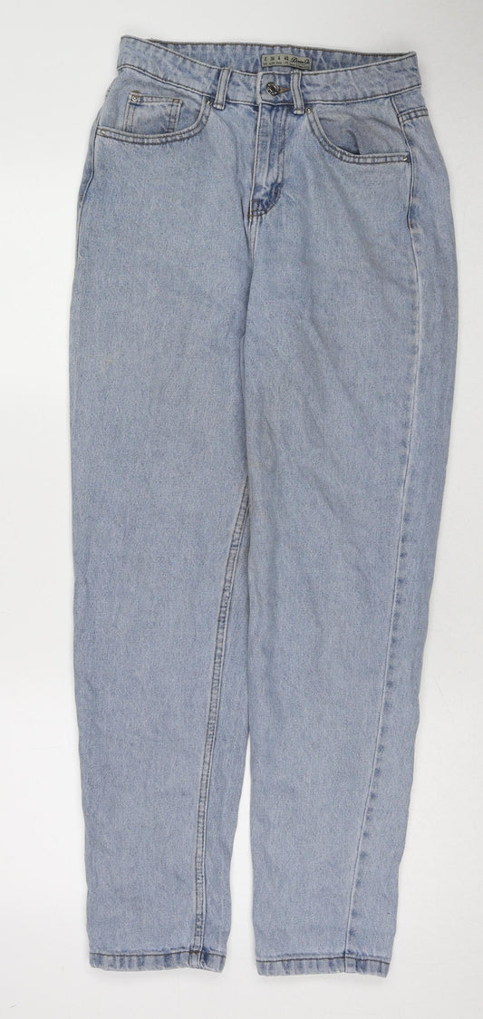 Denim & Co. Womens Blue Cotton Tapered Jeans Size 8 Regular Zip