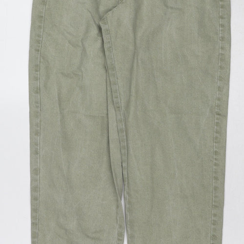 Bershka Womens Green Cotton Straight Jeans Size 6 Regular Zip