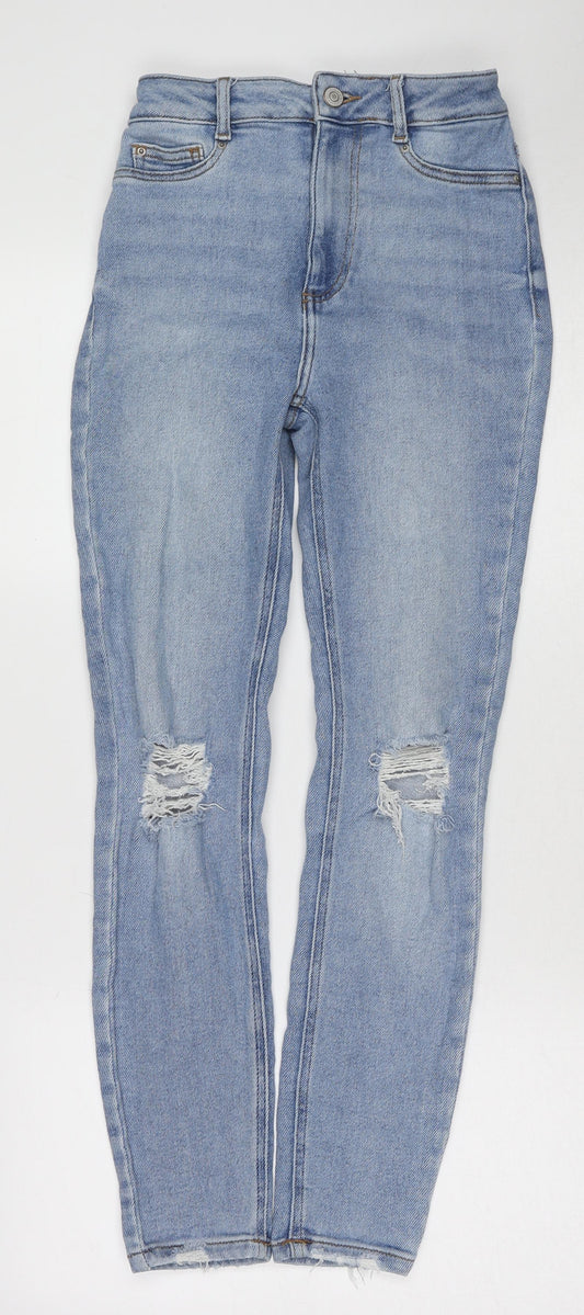 New Look Womens Blue Cotton Skinny Jeans Size 6 Regular Zip