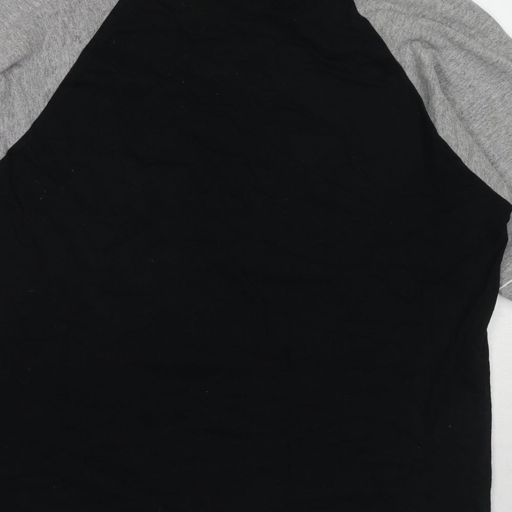Global Mens Black Colourblock Cotton Polo Size M Collared Pullover