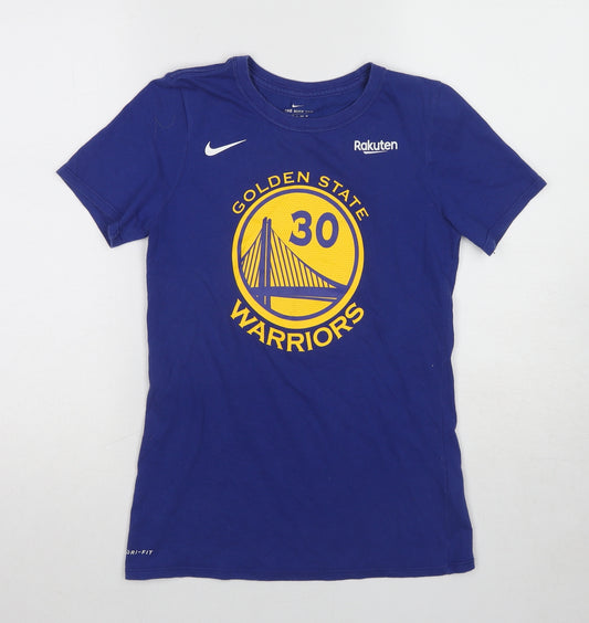 Nike Womens Blue Cotton Basic T-Shirt Size XS Round Neck - Stephen Curry Golden State Warriors