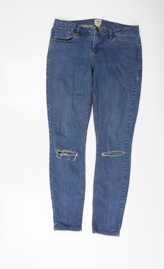 ASOS Womens Blue Cotton Skinny Jeans Size 30 in L30 in Regular Button