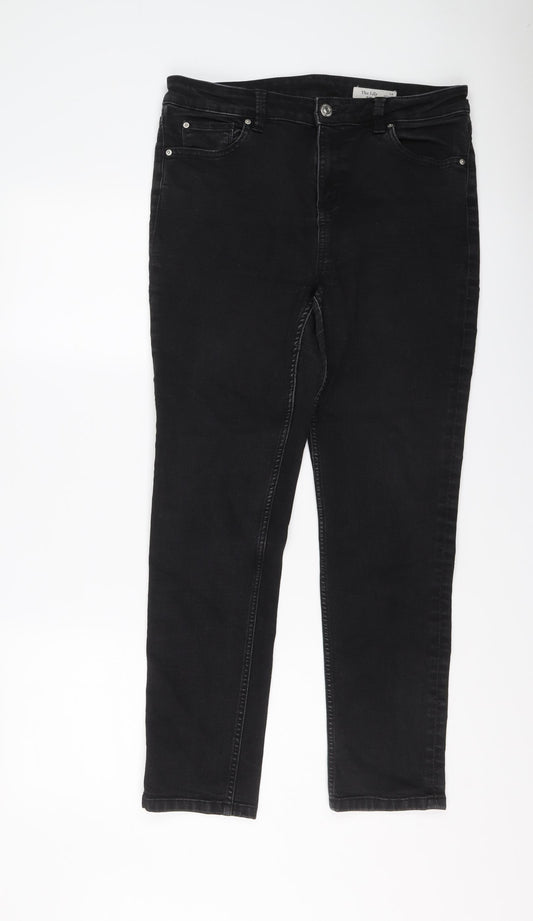 Marks and Spencer Womens Black Cotton Skinny Jeans Size 14 L28 in Slim Button