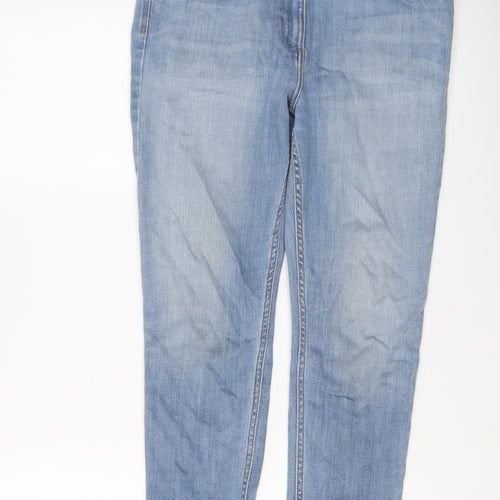 Marks and Spencer Womens Blue Cotton Cropped Jeans Size 12 L22 in Regular Button
