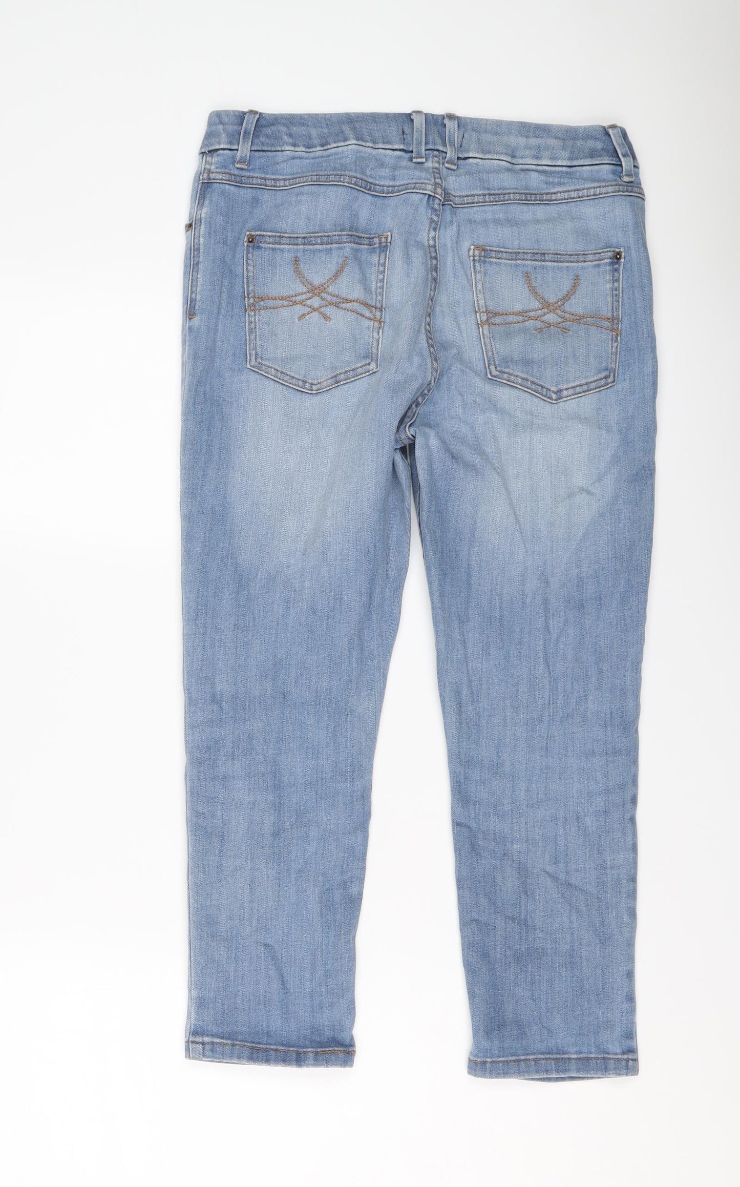 Marks and Spencer Womens Blue Cotton Cropped Jeans Size 12 L22 in Regular Button