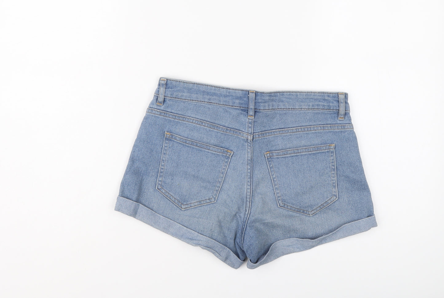 H&M Womens Blue Cotton Hot Pants Shorts Size 6 L3 in Regular Button