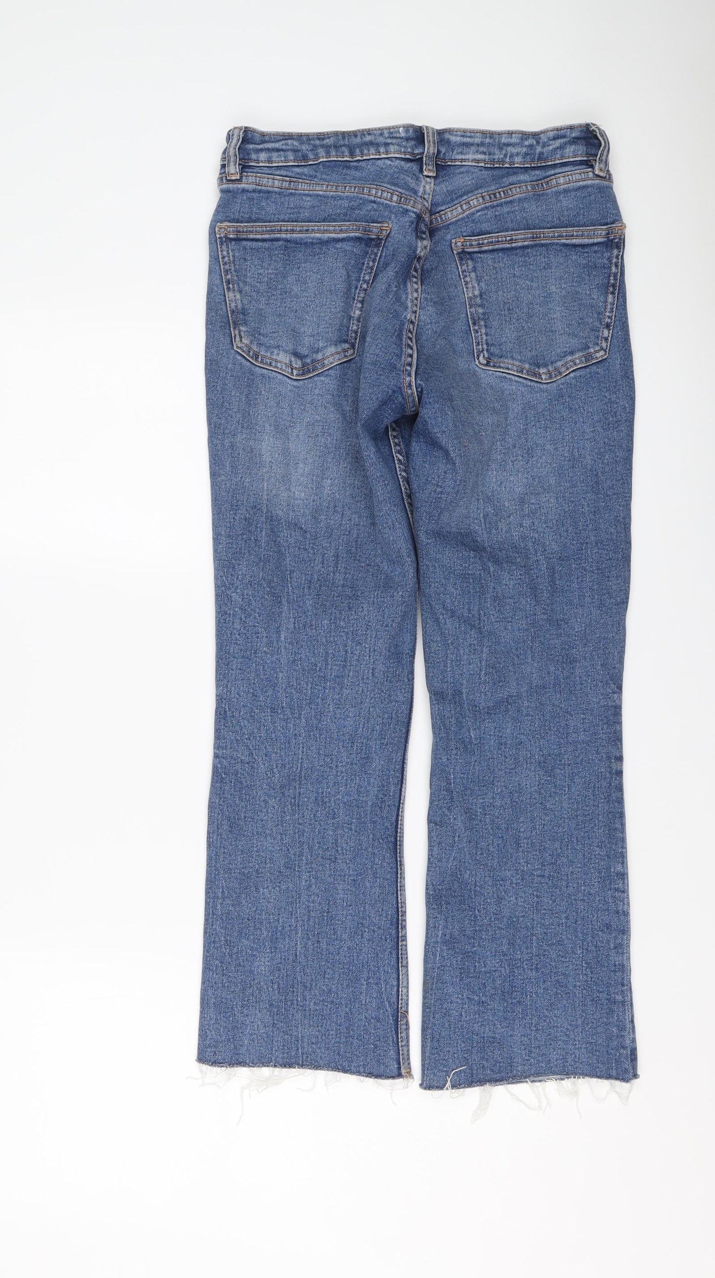 Zara Womens Blue Cotton Bootcut Jeans Size 10 L25 in Regular Button