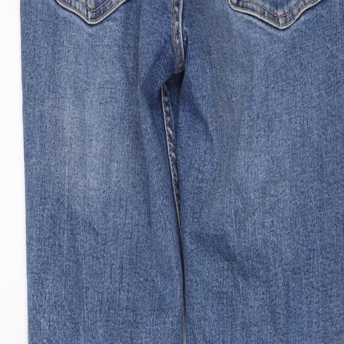 Zara Womens Blue Cotton Bootcut Jeans Size 10 L25 in Regular Button