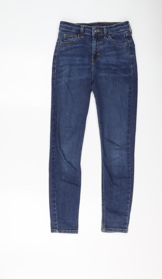 Topshop Womens Blue Cotton Skinny Jeans Size 26 in L25 in Regular Button