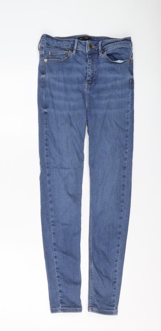 F&F Womens Blue Cotton Skinny Jeans Size 8 L26 in Regular Button