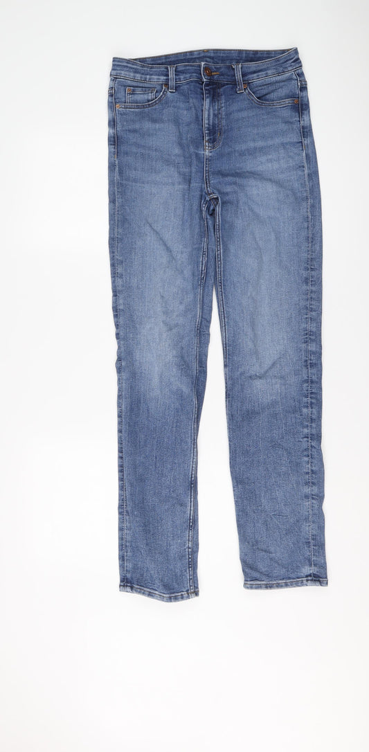 Marks and Spencer Womens Blue Cotton Straight Jeans Size 10 L30 in Regular Button