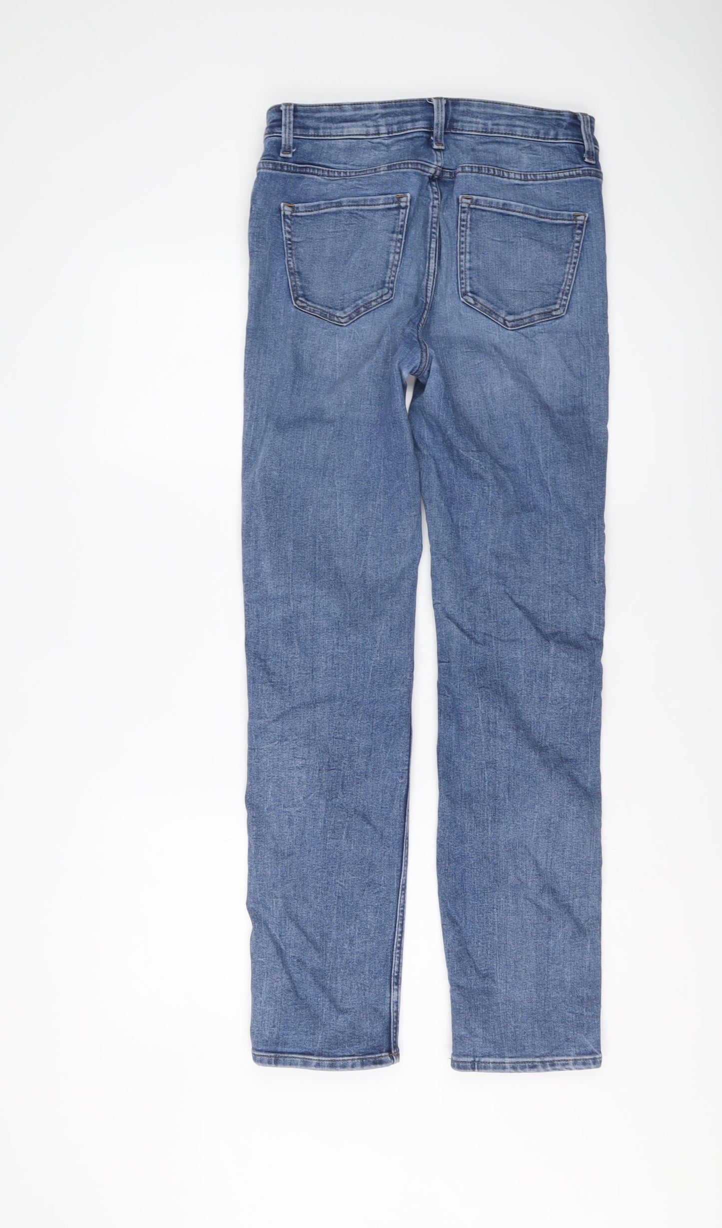 Marks and Spencer Womens Blue Cotton Straight Jeans Size 10 L30 in Regular Button