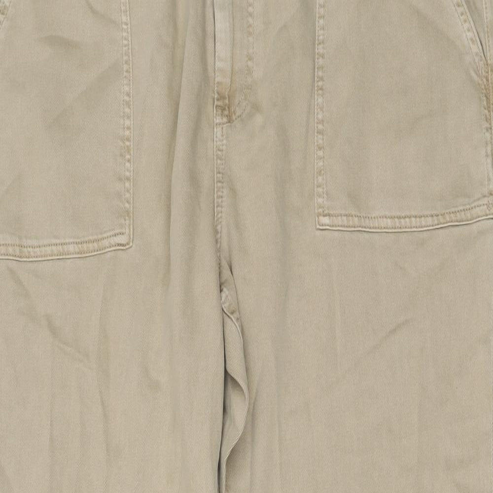Marks and Spencer Womens Beige Cotton Straight Jeans Size 20 L26 in Regular Button