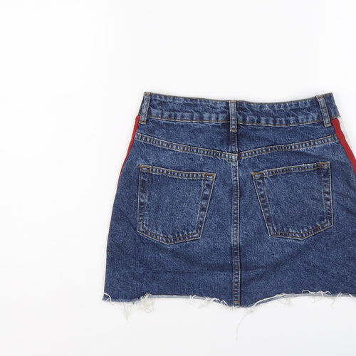 Topshop Womens Blue Cotton Mini Skirt Size 8 Button