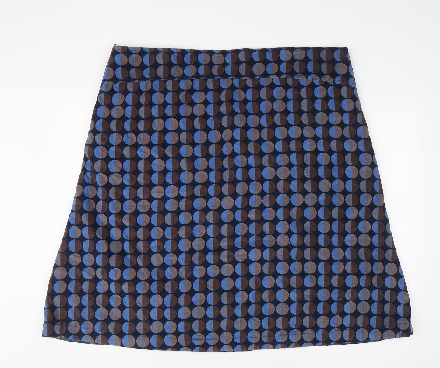 Seasalt Womens Blue Geometric Cotton A-Line Skirt Size 20 Zip