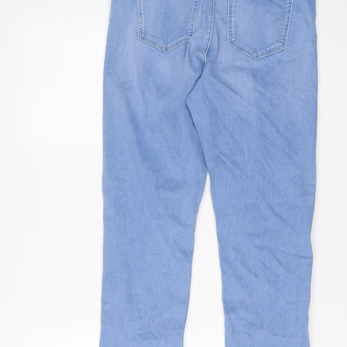 Marks and Spencer Womens Blue Cotton Straight Jeans Size 12 L24 in Regular Button