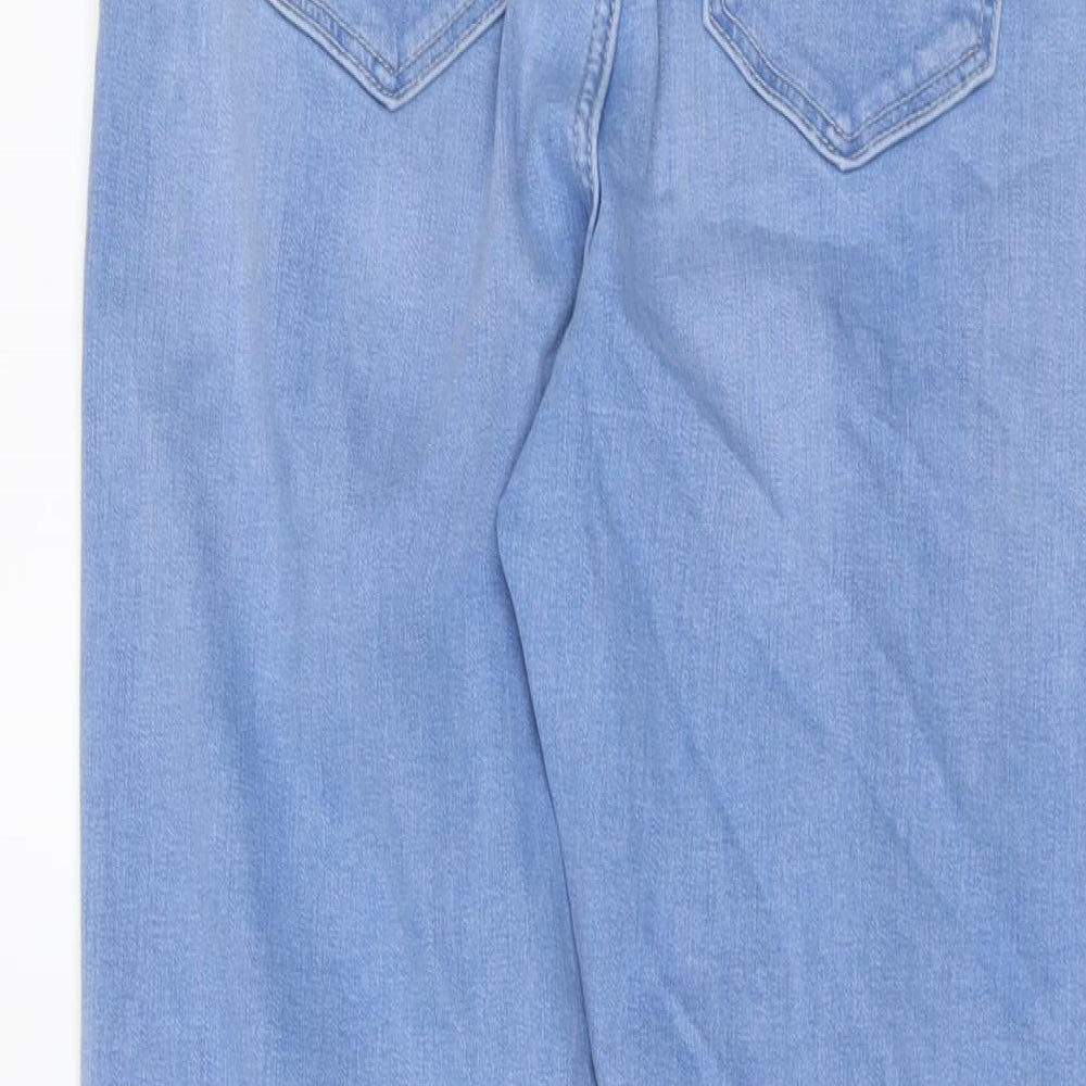 Marks and Spencer Womens Blue Cotton Straight Jeans Size 12 L24 in Regular Button