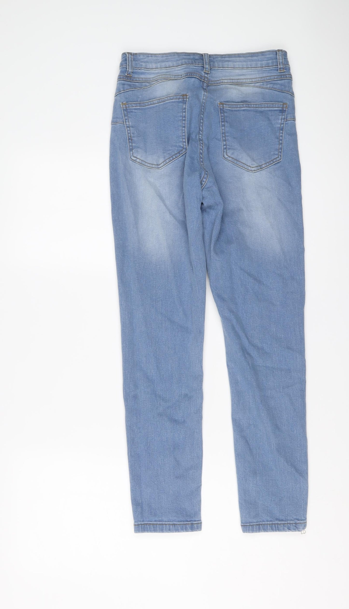 Boohoo Womens Blue Cotton Straight Jeans Size 8 L26 in Regular Button