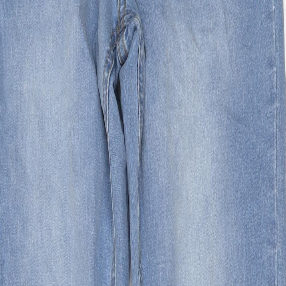 Boohoo Womens Blue Cotton Straight Jeans Size 8 L26 in Regular Button