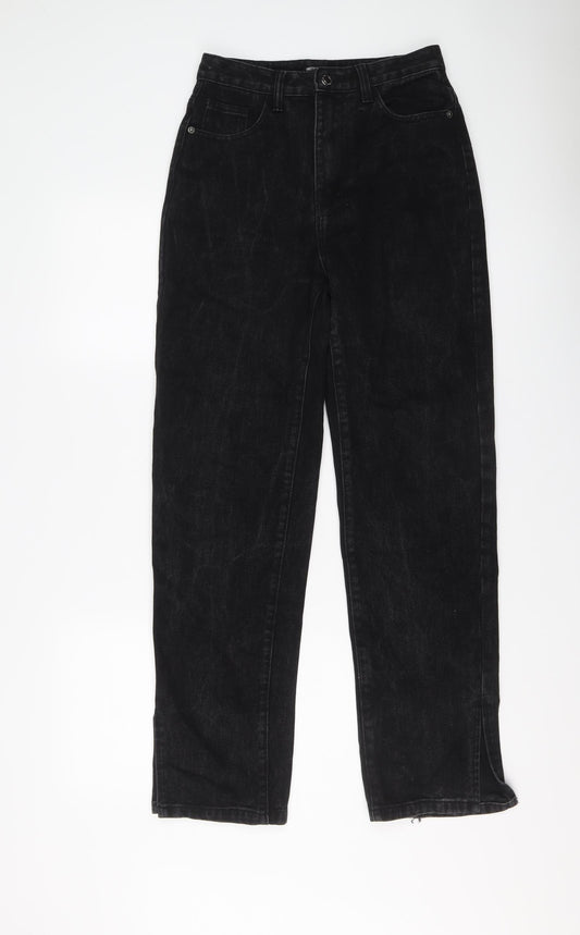 PRETTYLITTLETHING Womens Black Cotton Mom Jeans Size 6 L30 in Regular Button